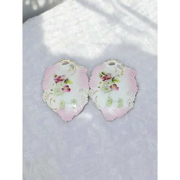 Vintage Fine China Hand Painted Floral Candy Dish Set - Picture 3 of 13